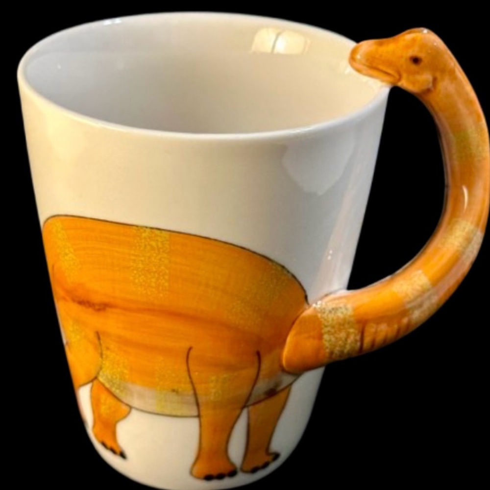3D DINOSAUR CERAMIC Novelty Mug—Coffee & Tea Cup with Long Neck Handle 12oz